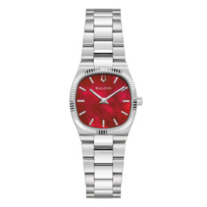 Bulova Super Seville Mini 96L354 - Gioielleria Casavola di Noci - orologio da donna con quadrante in madreperla rosso - ghiera zigrinata