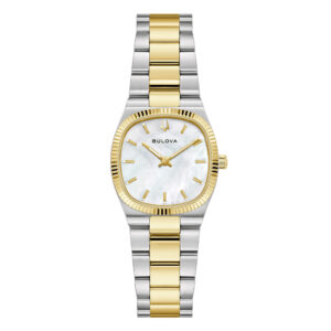Bulova Super Seville Mini 98L335 - Gioielleria Casavola di Noci - orologio da donna con quadrante in madreperla bianco - ghiera zigrinata color oro giallo