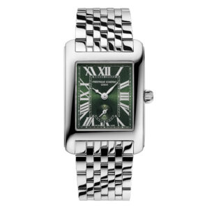 Frederique Constant Classics Carree FC-235GR2C6B - Gioielleria Casavola di Noci - orologio svizzero al quarzo unisex con cassa rettangolare - bracciale in acciaio INOX - quadrante verde