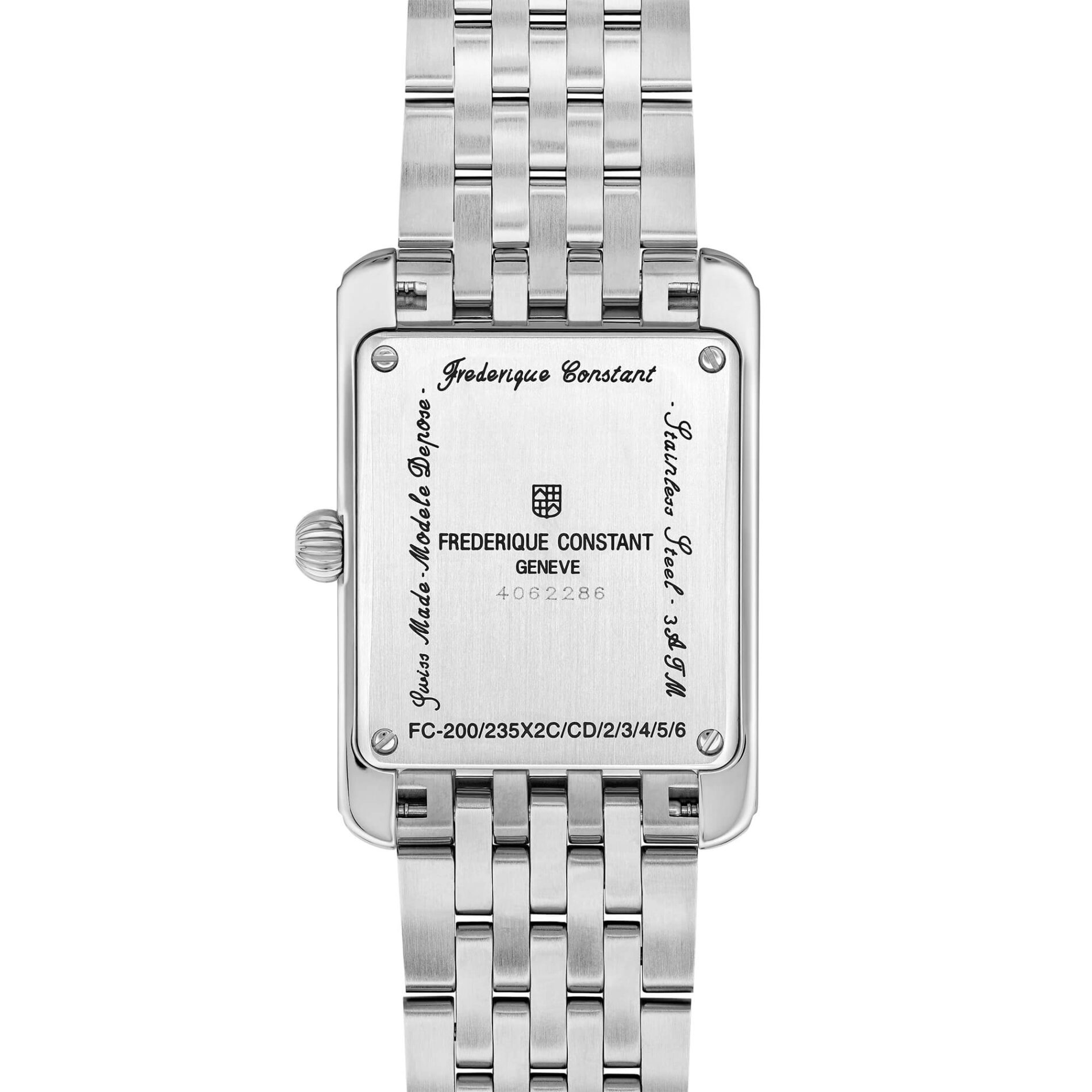 Frederique Constant Classics Carree FC-235GR2C6B - Gioielleria Casavola di Noci - orologio svizzero al quarzo unisex con cassa rettangolare in acciaio INOX