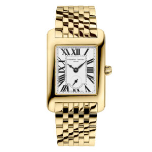 Frederique Constant Classics Carree FC-235S2C5B - Gioielleria Casavola di Noci - orologio svizzero al quarzo unisex con cassa rettangolare in acciaio INOX color oro giallo