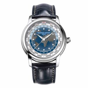 Frederique Constant Manufacture Worldtimer FC-719BLW3H6 - Gioielleria Casavola di Noci - orologio automatico svizzero da uomo con complicazione ore del tempo - cinturino in pelle