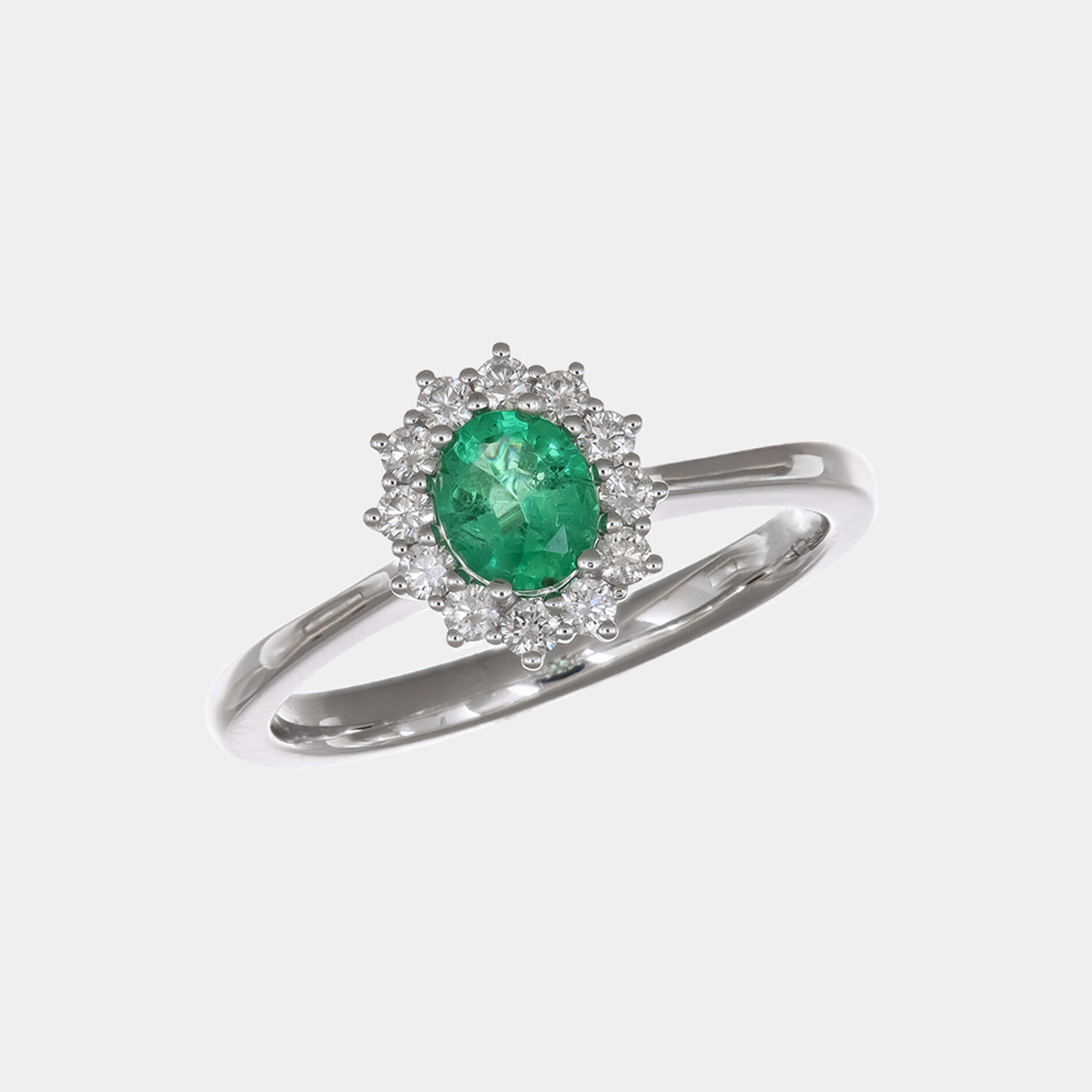 Anello rosetta smeraldo Zambia 0.39 ct Prestige White