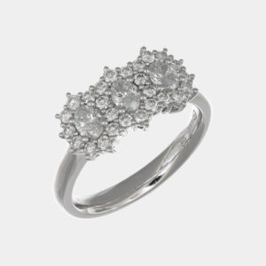 Anello rosetta trilogy diamanti Prestige White - Gioielleria Casavola di Noci - gioiello in oro bianco 18 carati - idee regalo per la nascita del primo figlio o figlia