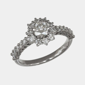 Anello solitario Bloom White