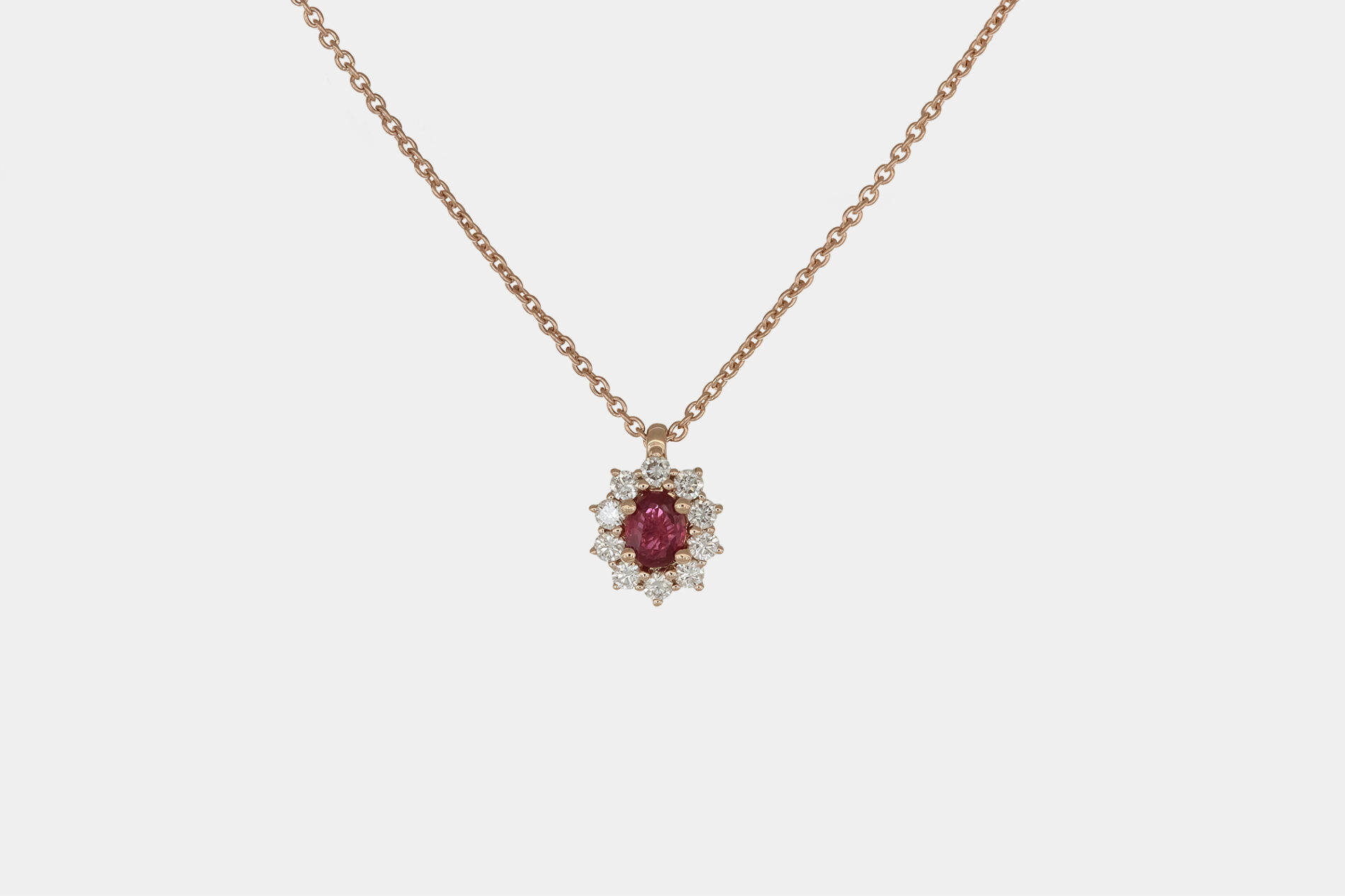 Collana con pendente rubino Sunflower Nature Rosé - Gioielleria Casavola di Noci - gioiello in oro rosa 18 carati - idee regalo compleanno diciott'anni ragazza