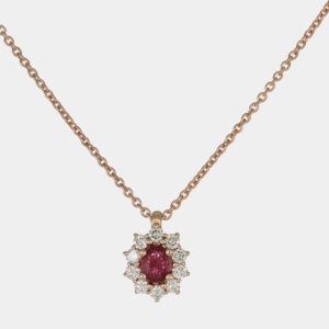 Collana con pendente rubino Sunflower Nature Rosé - Gioielleria Casavola di Noci - gioiello in oro rosa con diamanti - idee regalo compleanno diciott'anni ragazza
