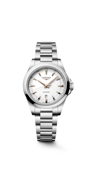 Longines Conquest L3.350.4.18.6 - Gioielleria Casavola di Noci - orologio al quarzo svizzero da donna - cassa in acciaio INOX 30 mm - quadrante bianco sabbiato