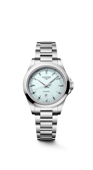 Longines Conquest L3.350.4.92.6 - Gioielleria Casavola di Noci - orologio al quarzo svizzero da donna - cassa in acciaio INOX 30 mm - quadrante color blu menta