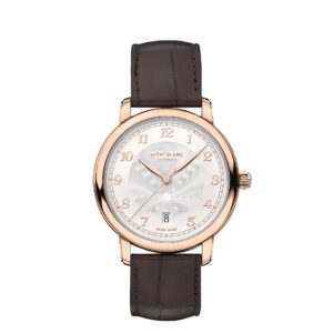 Montblanc Star Legacy 117579 - Gioielleria Casavola di Noci - orologio automatico svizzero da uomo in oro rosa 18 carati - cinturino in pelle di alligatore marrone