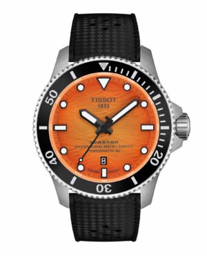 Tissot Seastar 2000 T120.907.17.281.00 - Gioielleria Casavola di Noci - orologio automatico svizzero subacqueo 600 metri - con valvola per fuoriuscita elio - quadrante arancione