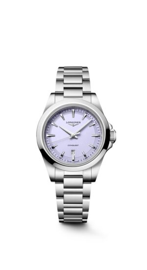Longines Conquest L3.350.4.02.6 - Gioielleria Casavola di Noci - orologio al quarzo svizzero da donna - cassa in acciaio INOX 30 mm - quadrante color malva lavanda