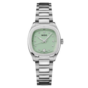 Mido Multifort TV 28 Quartz M049.110.11.096.00 - Gioielleria Casavola di Noci - orologio svizzero da donna con quadrante color verde e diamanti come indici