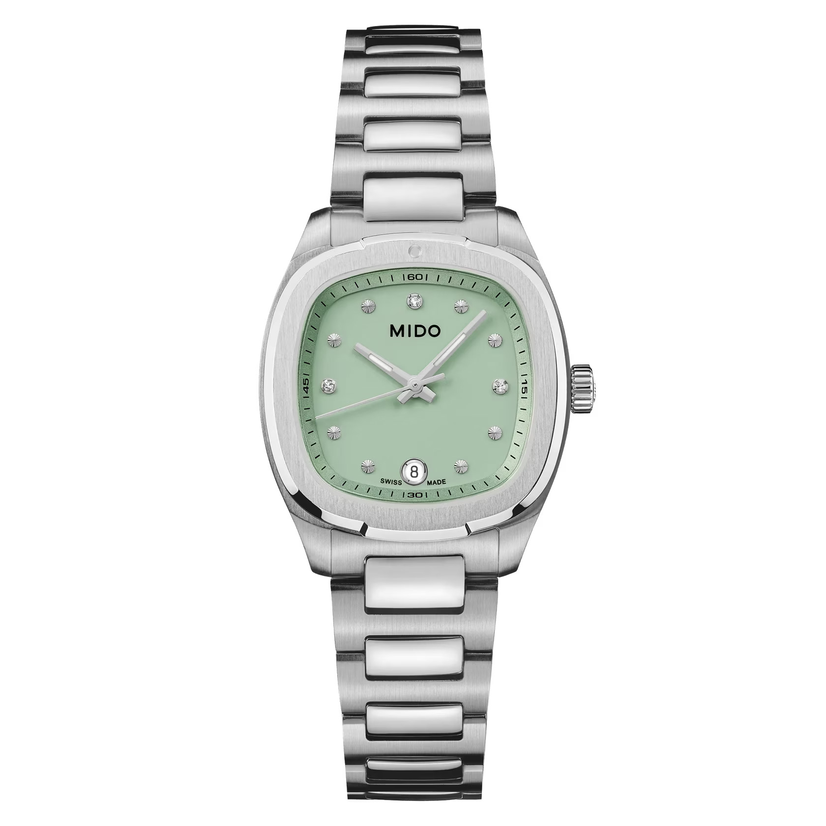 Mido Multifort TV 28 Quartz M049.110.11.096.00 - Gioielleria Casavola di Noci - orologio svizzero da donna con quadrante color verde e diamanti come indici
