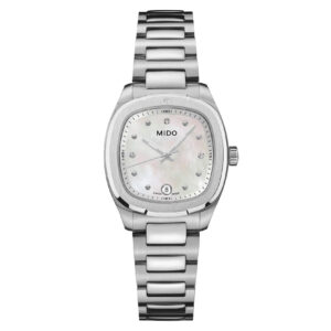 Mido Multifort TV 28 Quartz M049.110.11.116.00 - Gioielleria Casavola di Noci - orologio svizzero da donna con quadrante in madreperla bianco e diamanti come indici